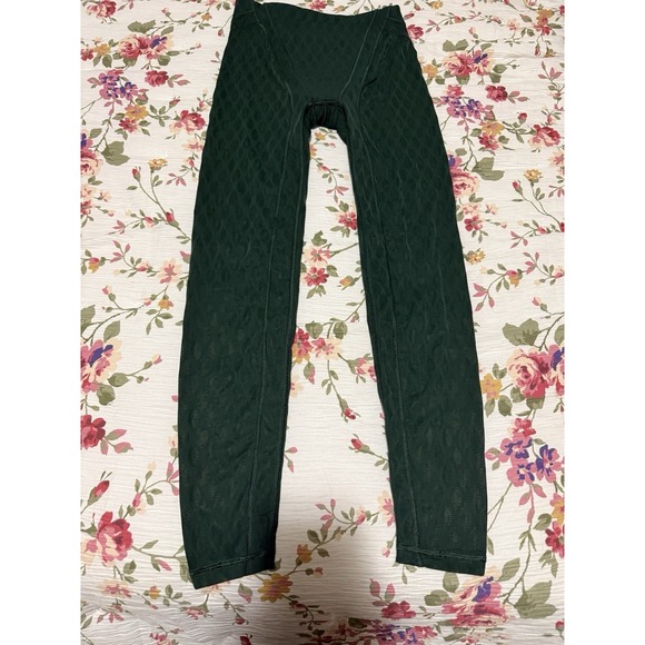 Savage Pants - Savage X Fenty Women's Green Textured Mesh High Rise Leggings Size S